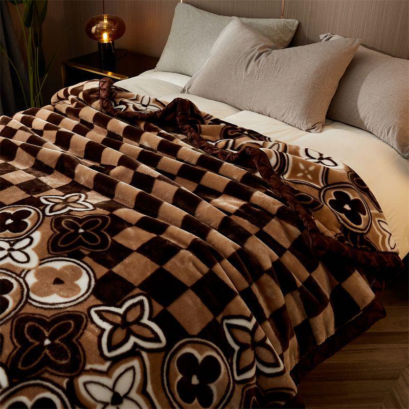 G5Z Thickened Raschel & Coral Flannel Winter Blanket for Dorms & Bedrooms
