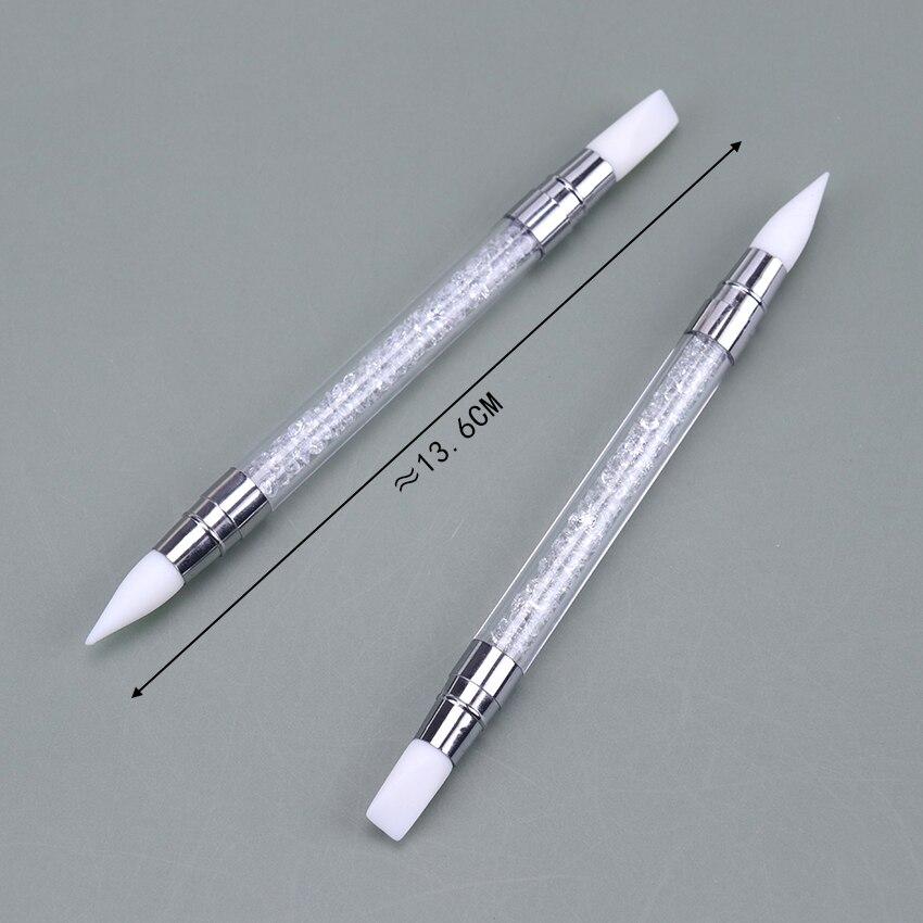 2 db kétvégű 2 irányú körömdíszítés szilikon szobor tollfaragás barkácsfestés csillogó strasszos akril manikűr pöttyöző eszköz