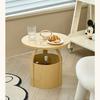 Nordic Circular Side Table-Multifunctional & Detachable Plastic Craftsmanship with Storage,Ideal for Small Spaces in Living Room