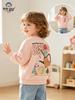 Children's Cartoon Flower Print Round Neck Hoodie - Autumn/Winter