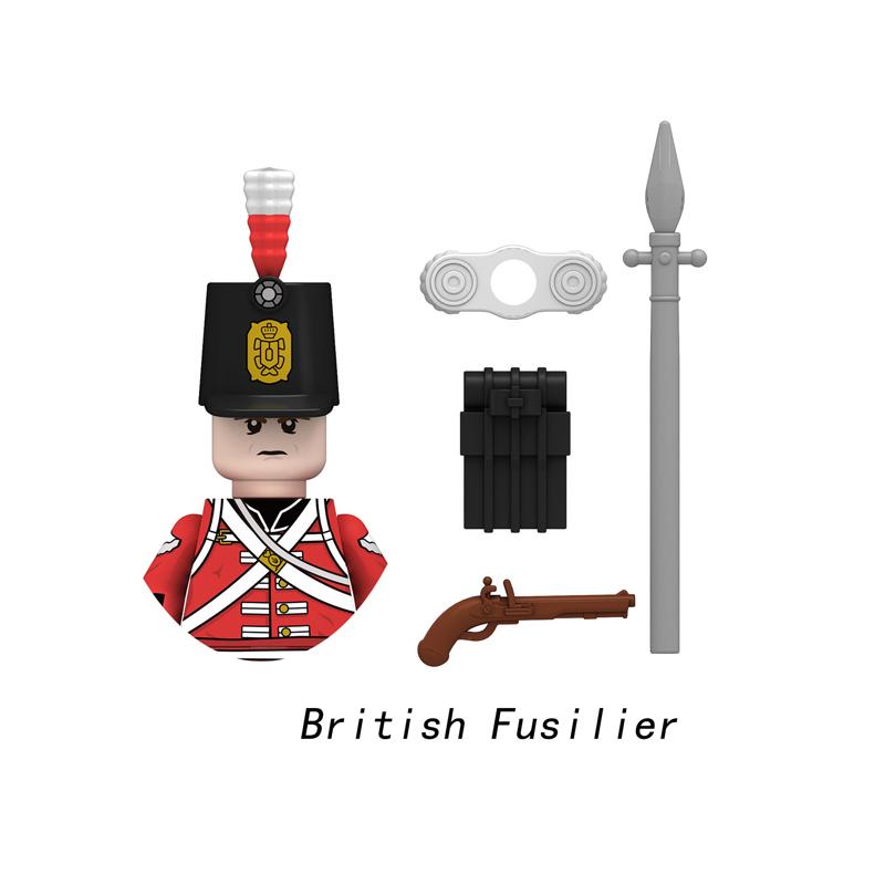 Napoleonic Wars Military Soldiers Building Blocks Sets WW2 MiniFigures French British Fusilier Rifles Bagpiper Weapons Kids Toys