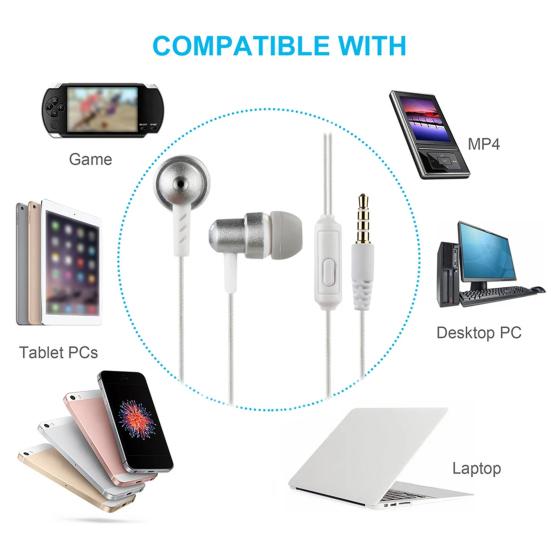 Bass Wired In-Ear Sports Headphones with Mic HIFI HD-compatible Sound High Frequency Braided Wired 3.5mm Headphones