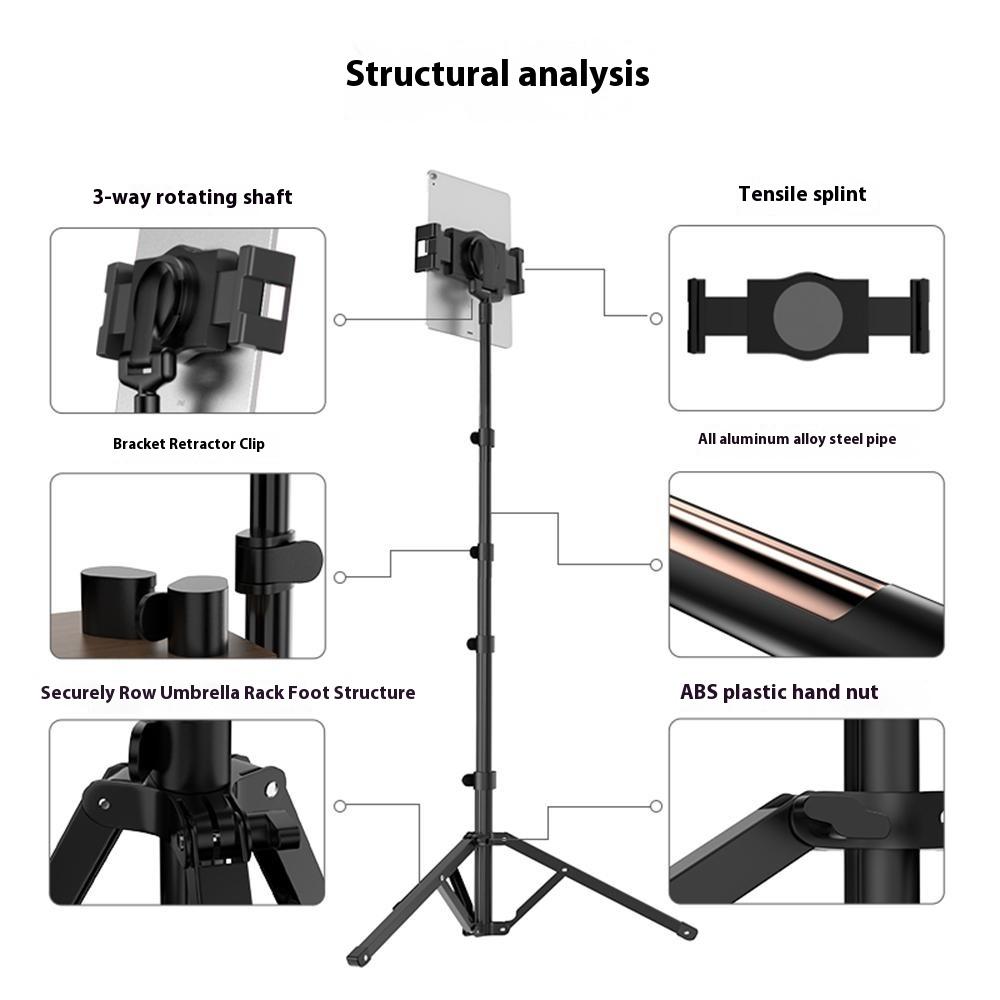 JYX-M566 360 Degree Rotating Phone Holder Adjustable Height Floor Tripod Stand for Tablet
