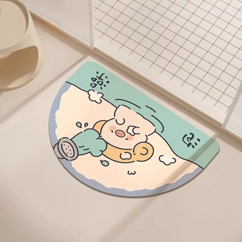 Water Absorption and Quick Drying Anti Slip Mat At The Bathroom Door