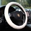 Warm Lamb Fleece Creative Embroidered Universal Winter Car Steering Wheel Cover