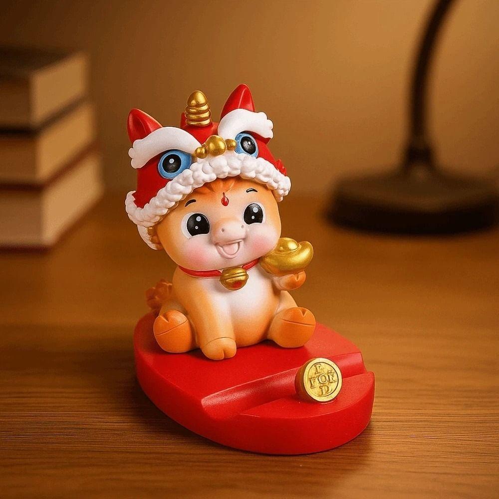 Mascot Lion Dance Ornaments Festival Decorative Mobile Phone Stand Horse Year Figurines  Table Desk