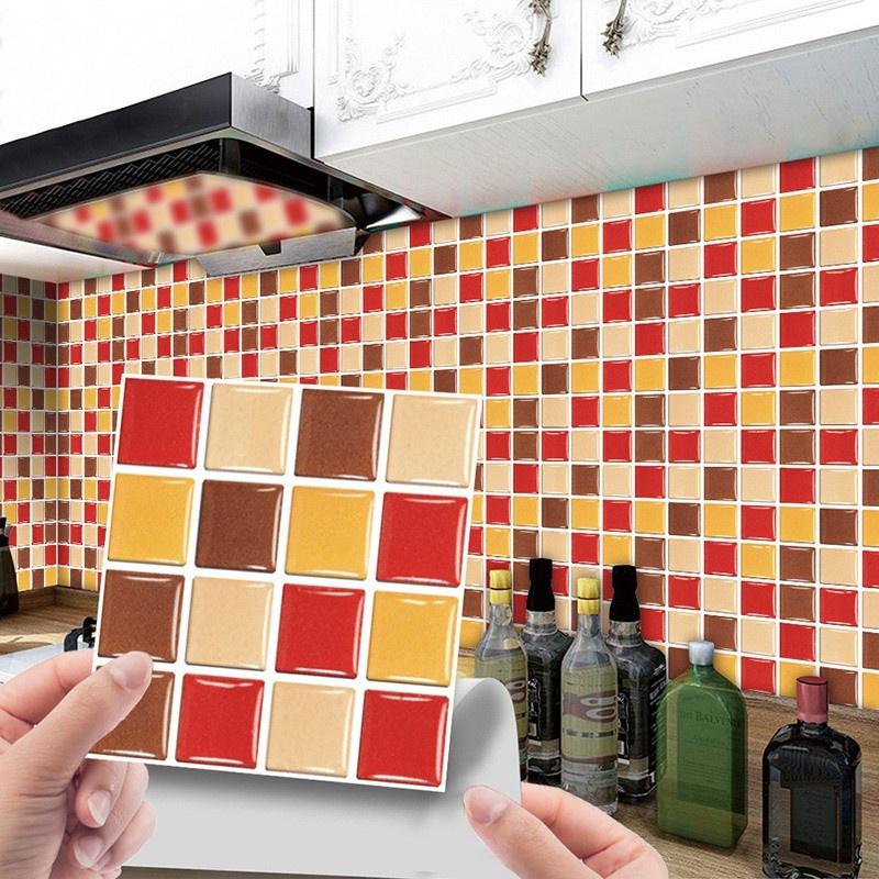 10 pezzi Adesivi per piastrelle in gel per cucina e bagno Adesivi per mosaico autoadesivi Carta da parati in mattoni di vetro creativi