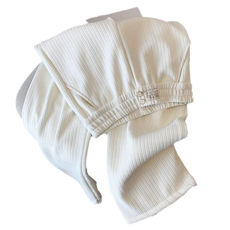 145XS Fleece-Lined High-Waisted Wide-Leg Pants for Petite, Slimming, Casual Autumn/Winter Wear