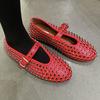 New leather round head rhinestone rivets Mary Jane single shoes women's flat comfortable ballet dancing shoes