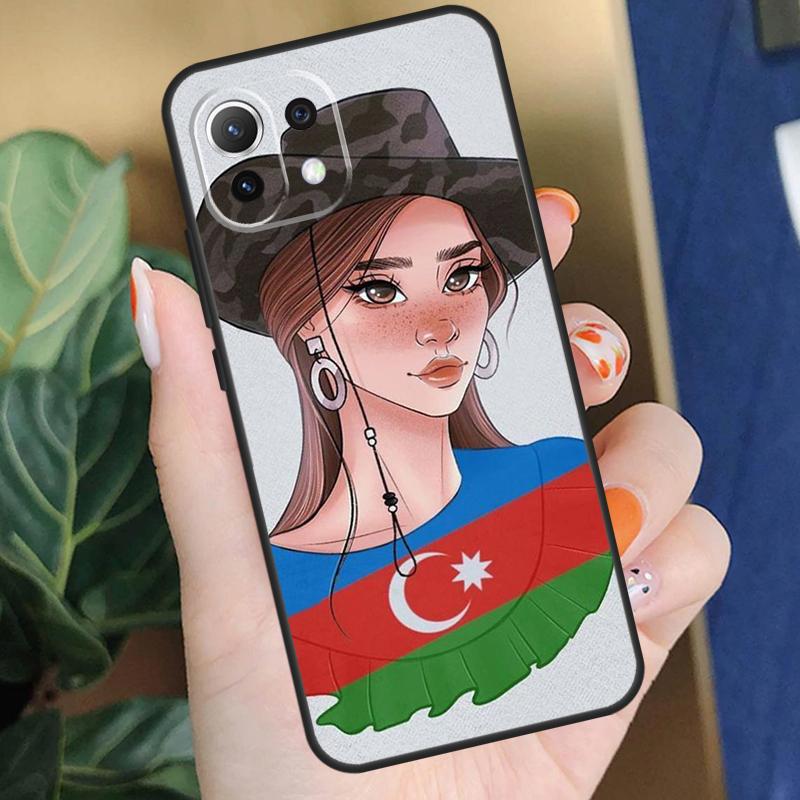 Azerbaijan Flag Girl Case For Xiaomi 17 Pro Max 14 15 Ultra 13T 14T 15T Pro POCO F8 F7 F5 F6 X5 X6 X7 Pro Coque
