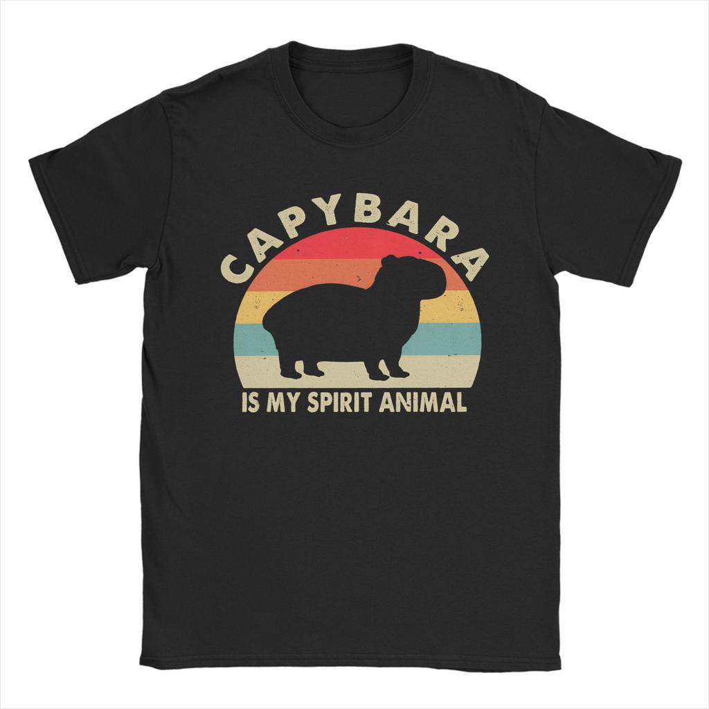 Capybara T Shirt Men Pure Cotton Novelty T-Shirts Round Neck Tees Short Sleeve Clothing Plus Size