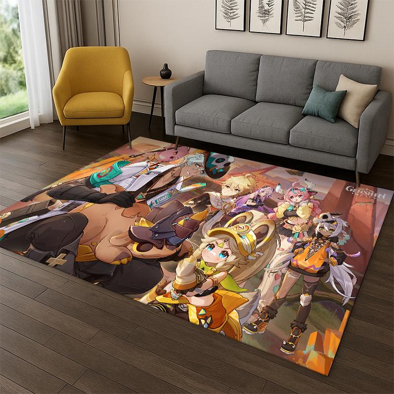 

New Genshin Impact Cartoon Game Carpet Rug for Bedroom Living Room Sofa Playroom Doormat Home Decor,Kid Area Rug Non-slip gift 40x60cm
