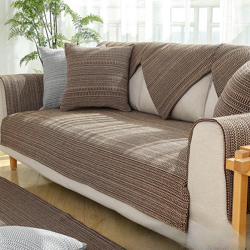 Sofa Cushion Cotton and Linen Four Seasons Universal Non-Slip Fabric Cushion Linen Old Coarse Cloth Sofa Cover Cover Cloth Simple Modern