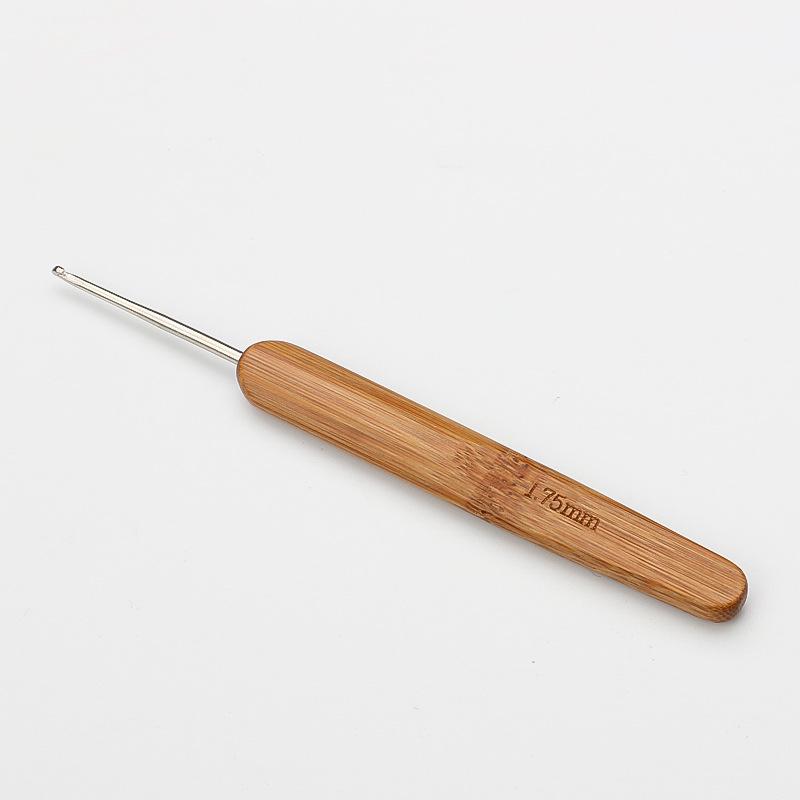 Carbonized Bamboo Handle Crochet Hook for DIY Knitting and Sweaters - Rounded Head