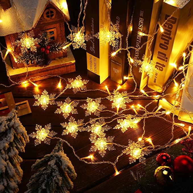 Weihnachten Schneeflocke LED Lichterketten Blinkende Lichterkette Vorhang Lichter Ausgefallene Urlaub Party Neujahr Dekoration