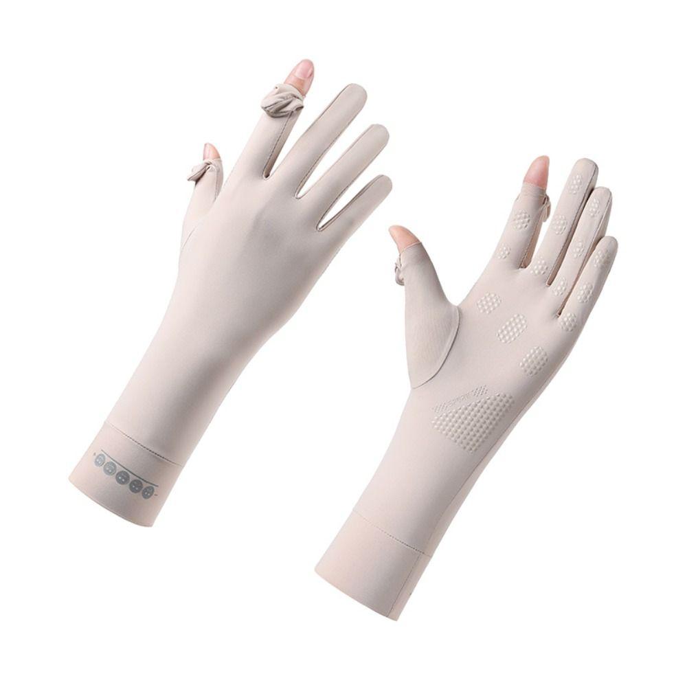 Thin Elastic Long Sunscreen Gloves Ice Silk Cycling Driving Gloves  Women Girls