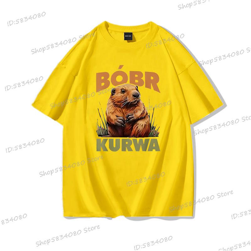 Cartoon Biber Kurwa T-Shirt Hohe Qualität 100% Baumwolle Kurzarm T-Shirts Kurwa Biber Unisex Mode Lässige T-Shirts Grafisch Bedruckt