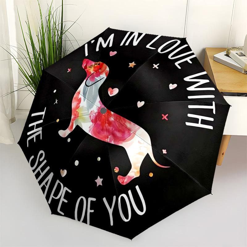 

1pc Shape of You Dog Floral Art Umbrella with Plastic Handle,Vibrant Cartoon Pattern,Multi-functional UmbrellaB1997