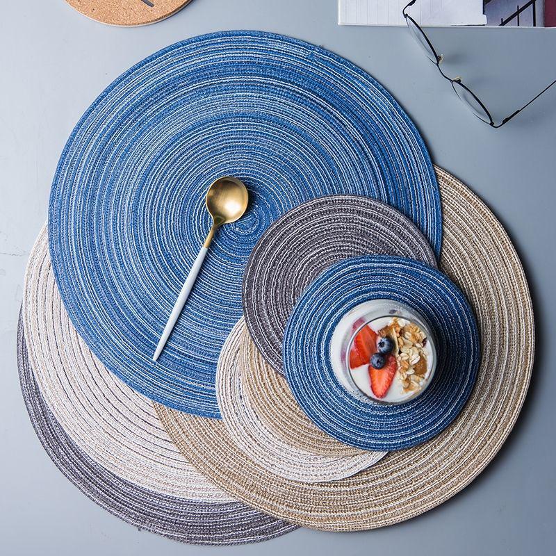 European Round Cotton Yarn Non-Slip Washable Woven Placemat - Simple Dining Table Insulation Mat