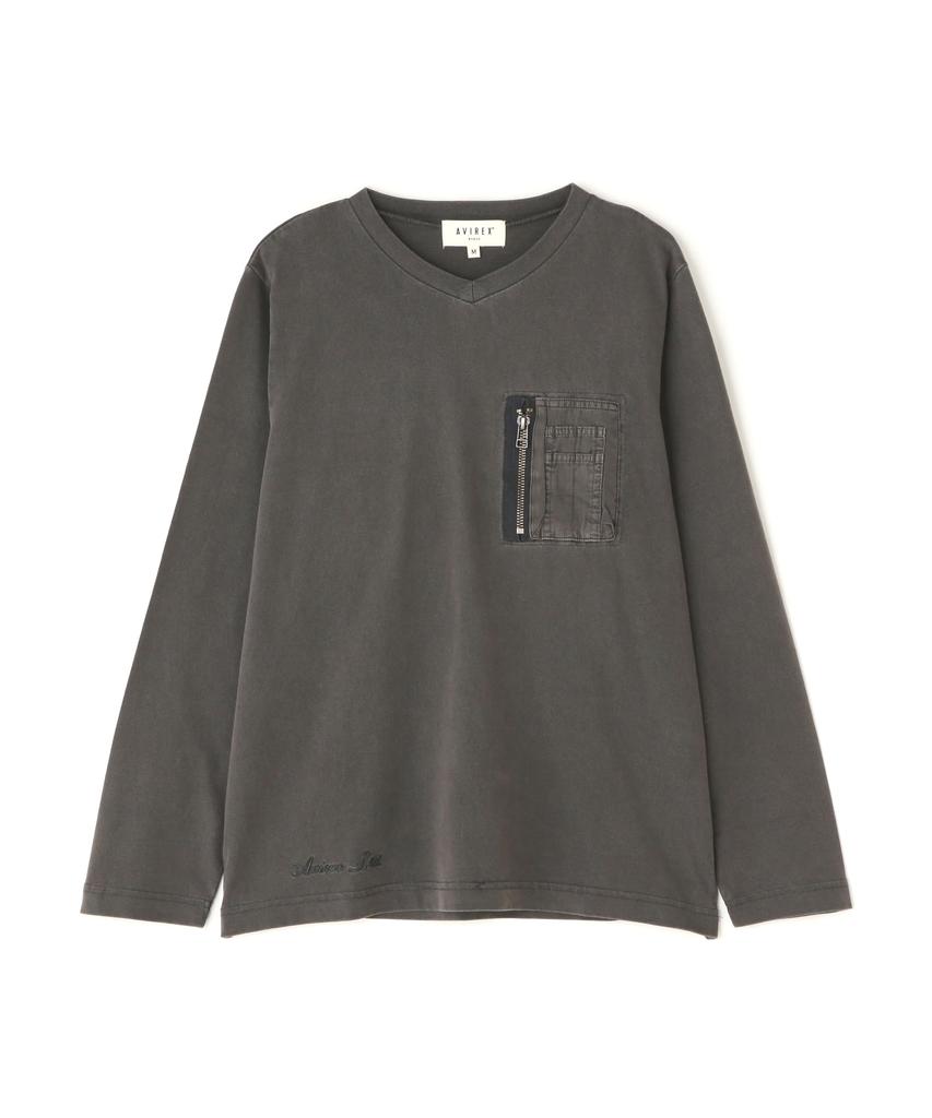 AVIREX L/S FADE WASH MA-1 POCKET women's S 410 charcoal 783-4230605