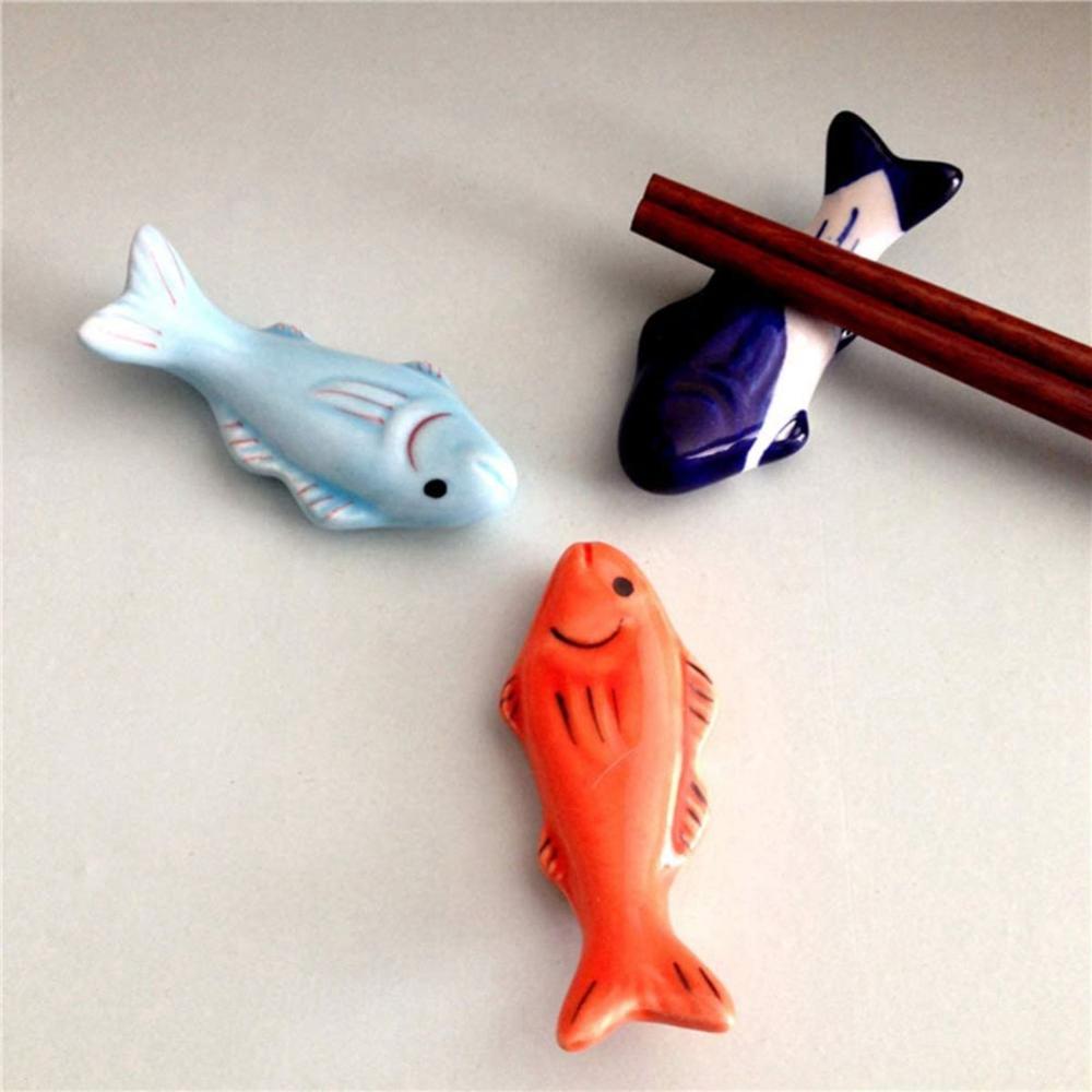 Style Cute Fish Shaped Ceramic Tableware Rack Chopstick Rest Dinnerware Stand Chopsticks Holder