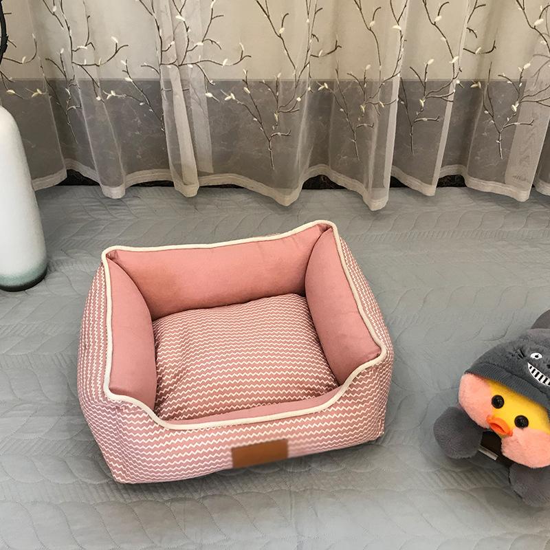 Square Doghouse New Product Detachable and Washable Cat Nest Pet Nest Cushion Summer Breathable Cotton Linen Pet Cushion