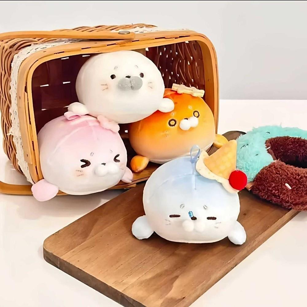 Ice Cream Seal Keychain Sakura Toast Seal Keyring Kawaii Sea Dog Pendant  Hanging Decoration