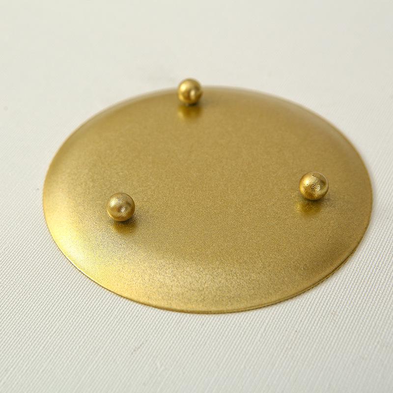 Gold and Black Round Metal Candle Holder Tray