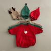 Korean Baby Christmas Outfit: Winter Fleece-Lined Cartoon Romper with Hat for Infants and Toddlers