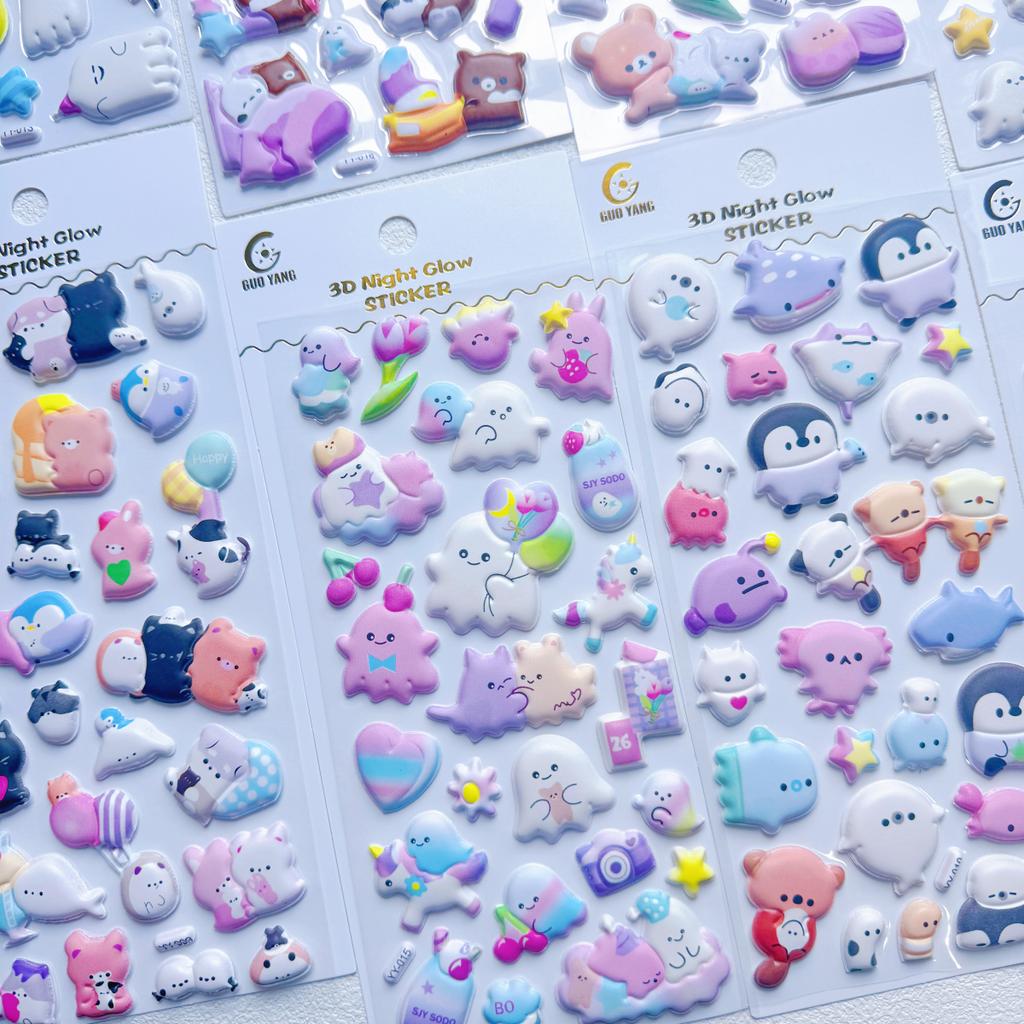 1 pc/4 pcs Cartoon Animals Pets Bear Ghost 3D Puffy Stickers Scrapbooking Diy Journal Stationery Sticker Decor School Supplies