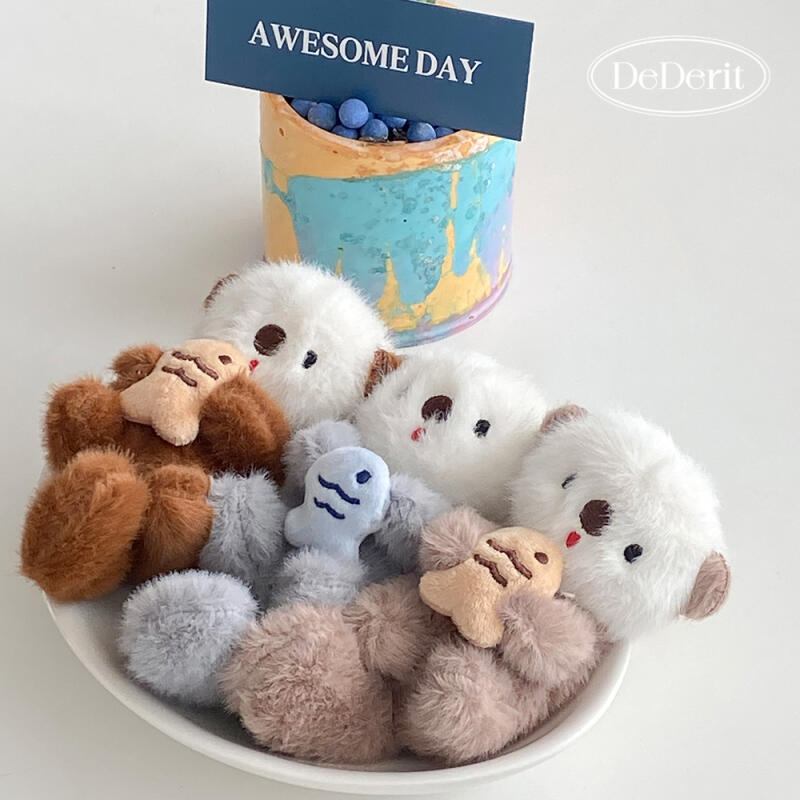 Cute baby sea otter doll keychain otter bag hook 01. Gray Baby Otter