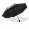 Romantic Swan Sunset Heart Shaped Automatic Opening/Closing Umbrella with Lotus Flowers Portable Folding Design,8 Bone Iron Frame Outdoor
