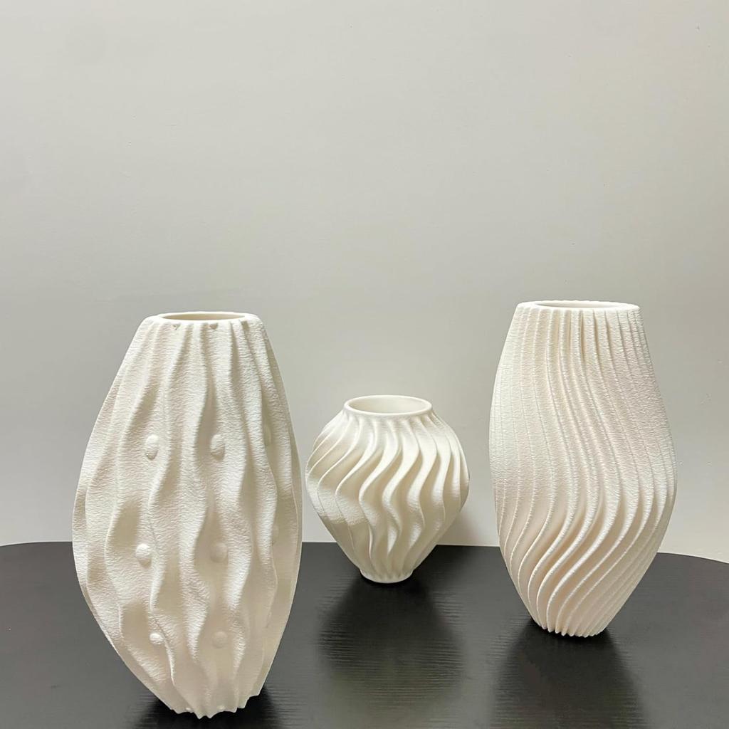 Modern Vase, White Minimalist Small Flower Holders for Pampas Grass Decor, Coffee Table & Shelf Decor, Abstract Vases for Flower Bouquet, Trendy Home
