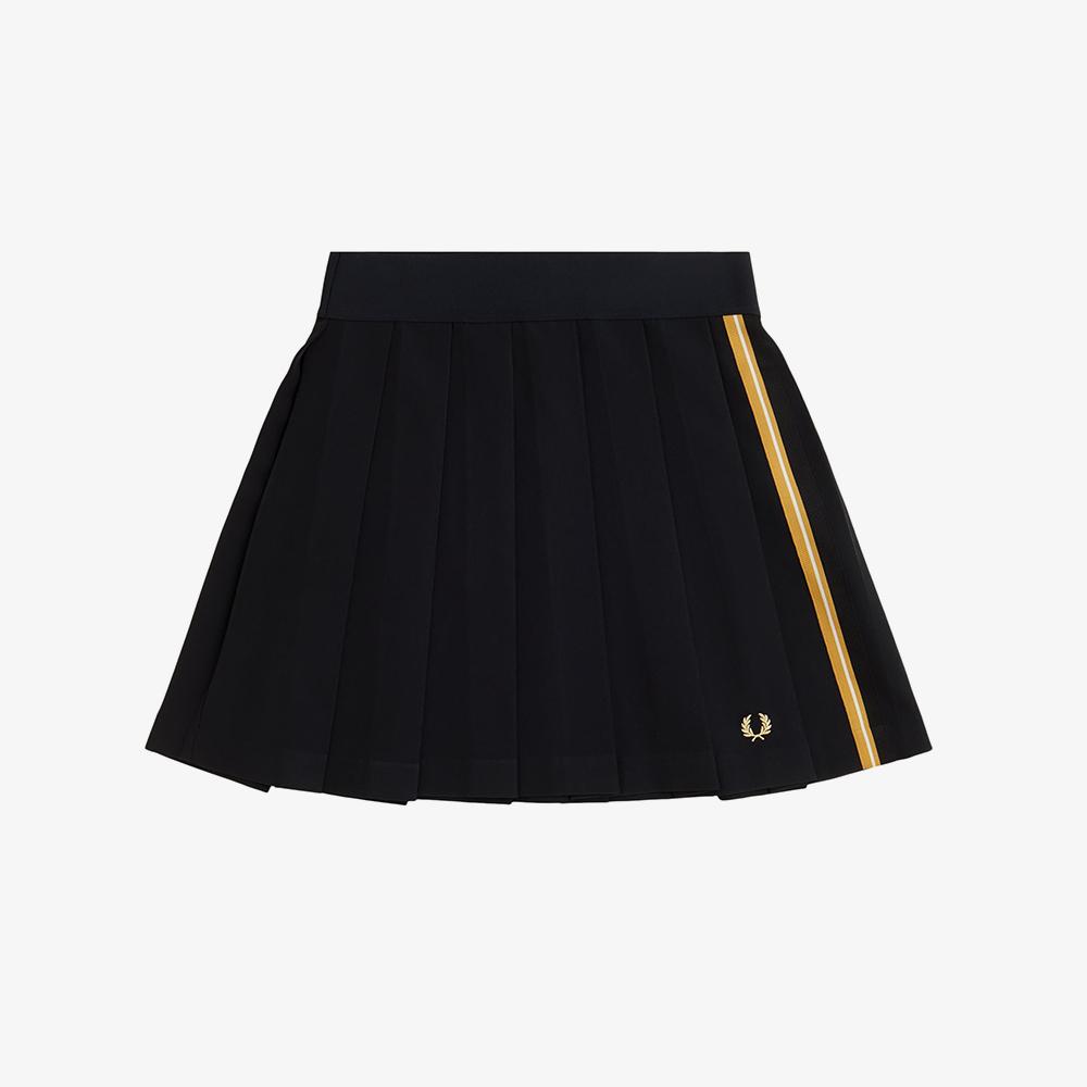 FRED PERRY [Womens] Striped Tape Pleated Skirt - Black/Champagne Afpf2612106-90A