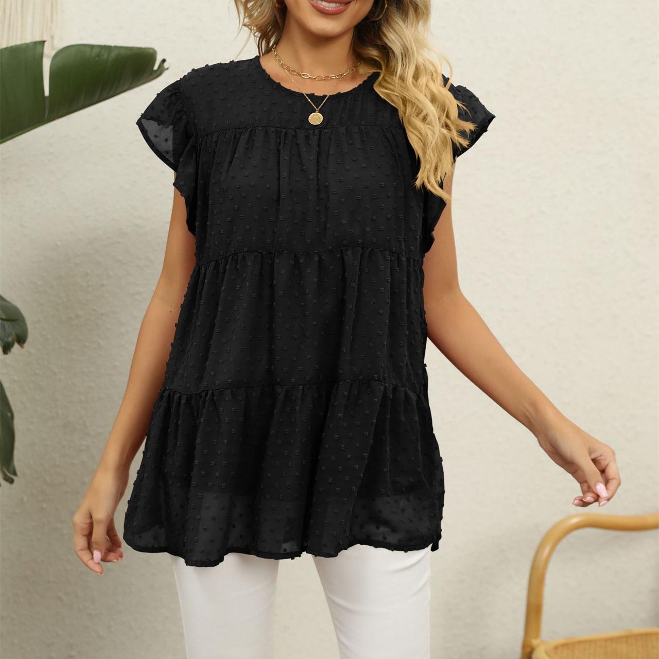 DAFIFY женские модные летние повседневные однотонные футболки и топы с короткими рукавами — фото 6