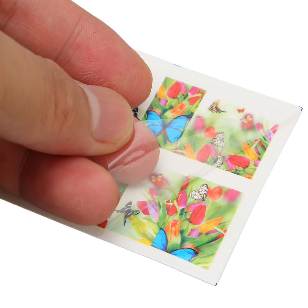 50Pcs Nail Art Sticker Decals Watermark Full Stickers Colorful Flower Nail Decals Nail Accessories