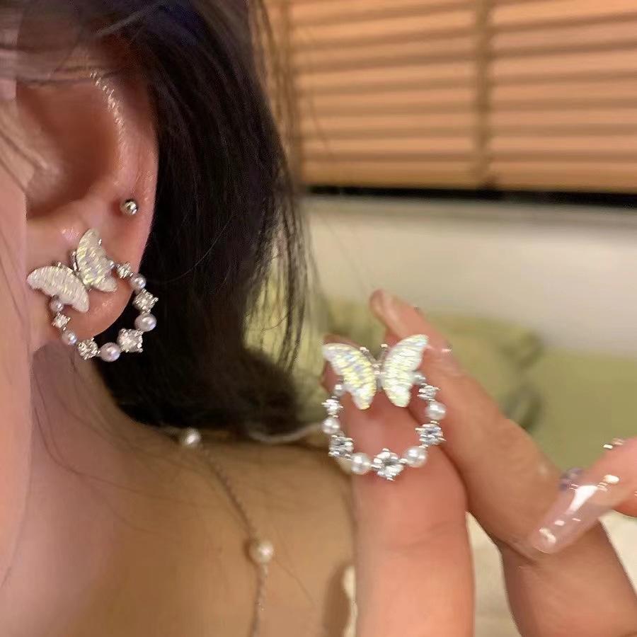 925 Silver Needle High-End Bow Pearl Stud Earrings
