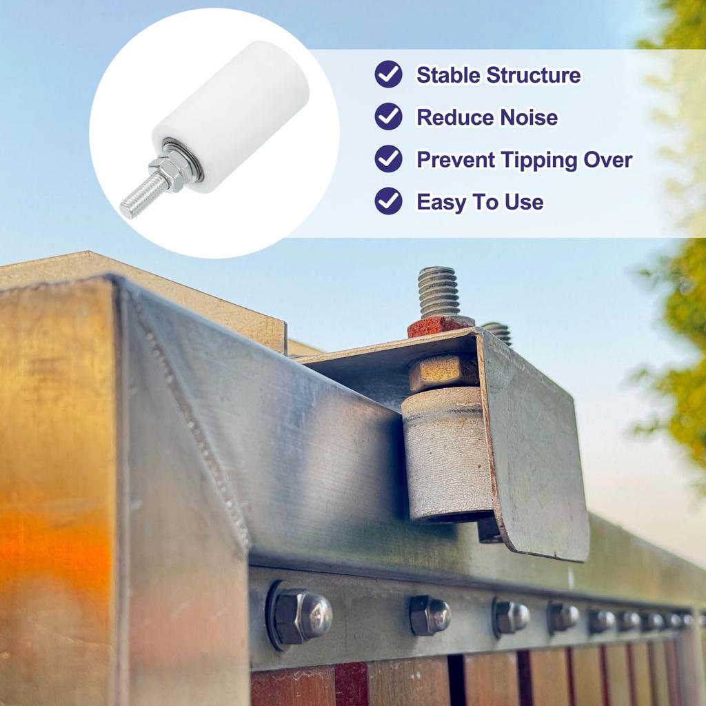 uxcell 8pcs 2.7" Nylon Roller Gate Support Assembly for Sliding and Rolling Gates, Universal Door Pulley Wheels, White