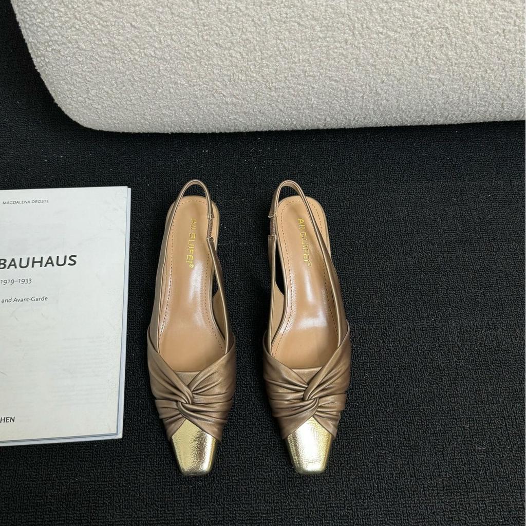 French Premium Bag Head Sandals Fairy Shoes Leather High Heels Evening Single Shoes