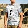 Men Tactical Polo Shirt Loose Fit Short Sleeve Breathable Outdoor Quick Dry Camouflage Print Velcro Patch Design Lapel Collar Top