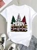 (Asian Size) Peace Trend Christmas Clothing T Shirt Tee Top Festival New Year Women Fashion Print Female Woman Short Sleeve Graphic T-shirts