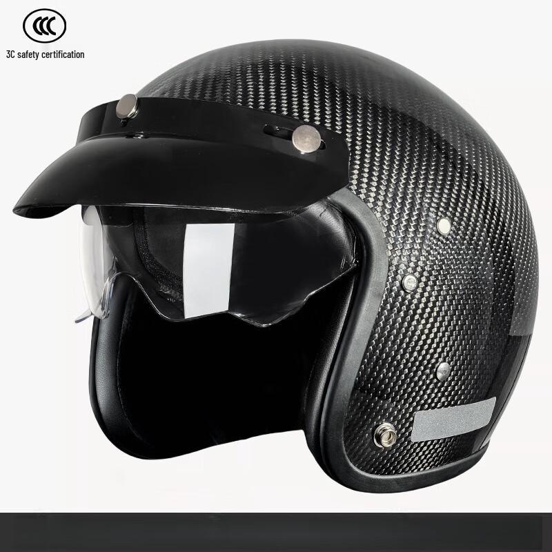 Startus Carbon Fiber 3/4 Motorcycle Half Helmet