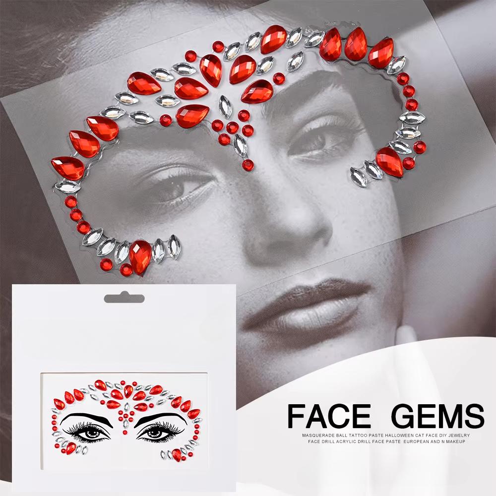 Eco-Friendly Fashion 3D Mermaid Face Gem Crystal Rhinestone Temporary Tattoo Stickers Shiny Glitter for Festival Prom Party