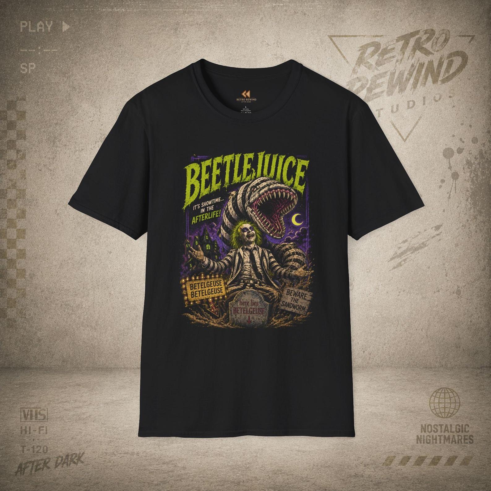 Beetlejuice Movie Poster T-Shirt | Retro Horror Graphic Tee 2XL