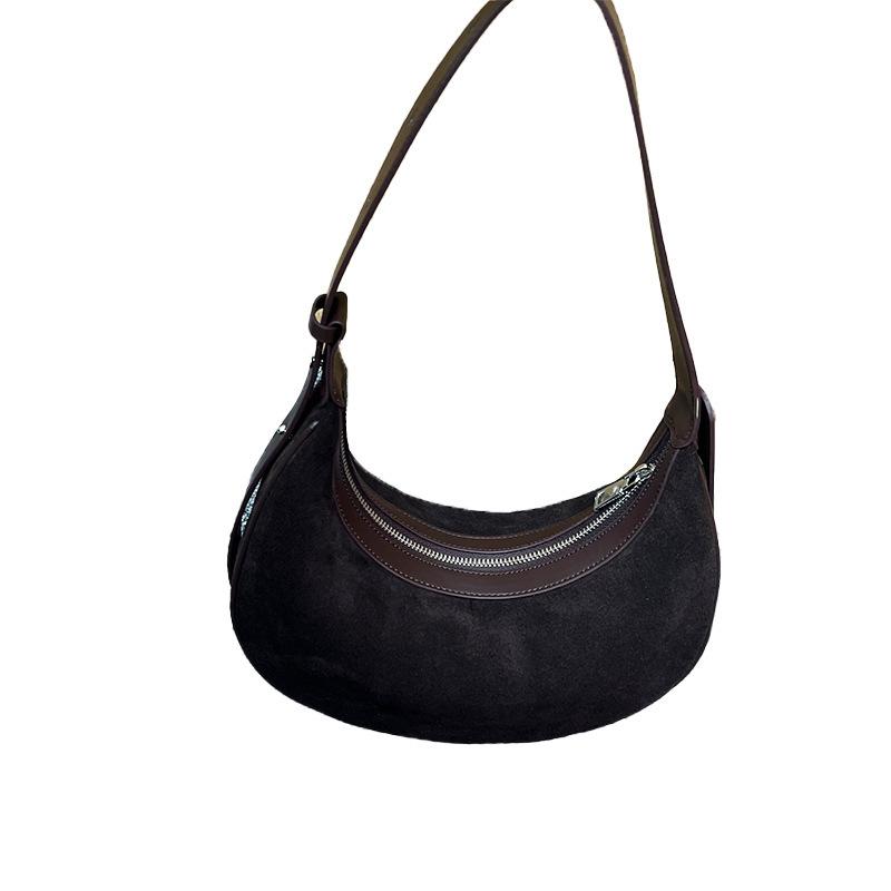 Autumn and winter new leather women's bag casual versatile crescent bag matte first layer cowhide shoulder bag crossbody women's bag