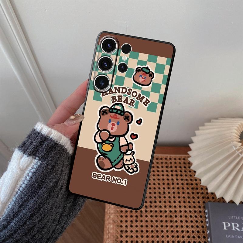 

Мягкий силиконовый черный чехол с рисунком медведя для Xiaomi Redmi Note 13 Pro 13C Poco C65 Samsung A55 A54 A34 S24 iPhone Camera Защитный противоударный чехол Samsung Galaxy S10 4G