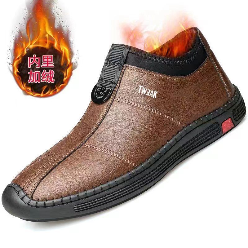 Single Cotton Same 2025 Casual Men's Leather Shoes One-pedal Sports Leather Shoes Black Men's Single Shoes Trendy Shoes