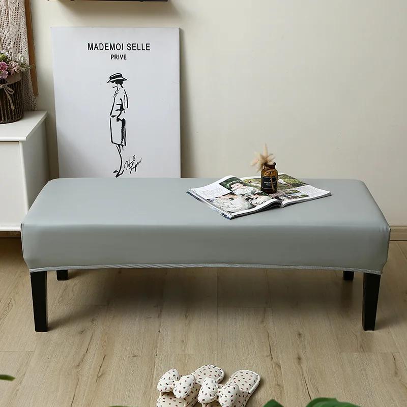 Waterproof Dining Bench Cover PU Stretch Washable Upholstered Bench Slipcover Seat Protector Bench Covers for Dining Room