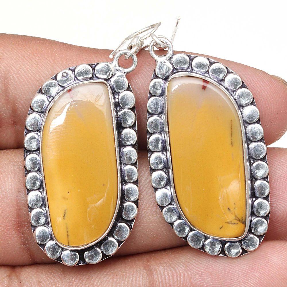 Tiger's Eye Gemstone Handmade Silver Jewelry Earrings 1.5''
