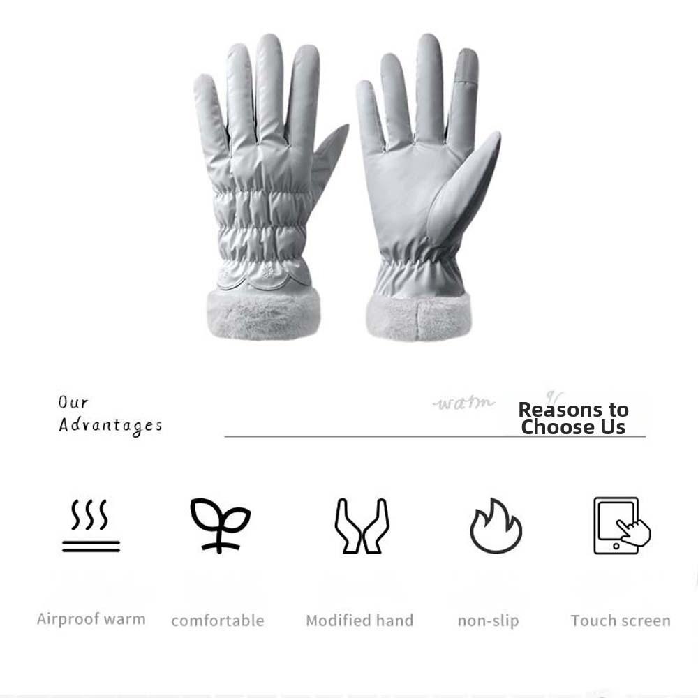 Down Cotton Plush Thickened Gloves Soft Finger Mittens Gift Satin Anti-cold Gloves  Autumn